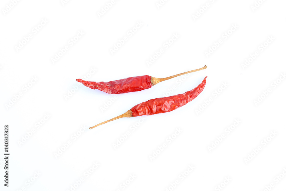 Dried Whole Red Chillies on white background Dried Whole Red Chillies on white background