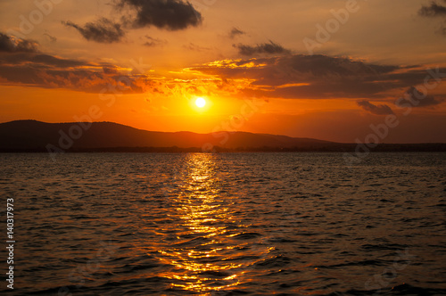 A beautiful bright sunset on the Black Sea. Sozopol, Bulgaria.