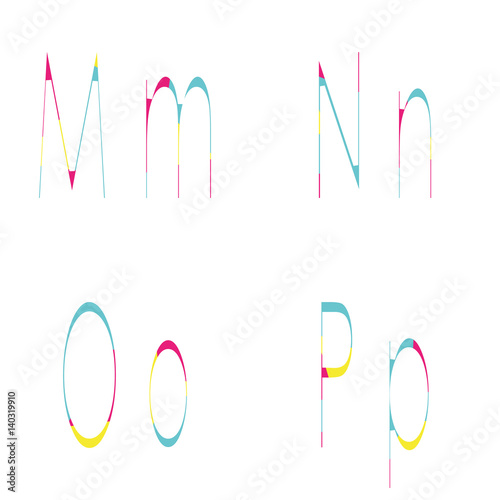 Letters M, N, O, P colored