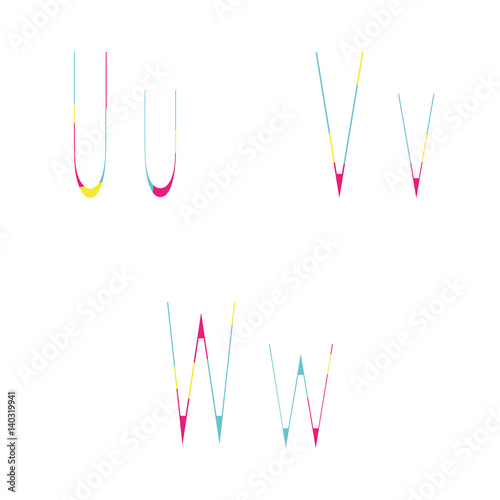 Letters U, V, W colored