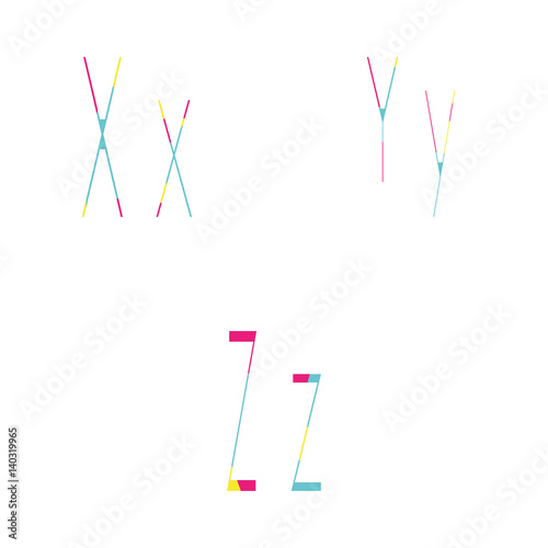 Letters X, Y, Z colored