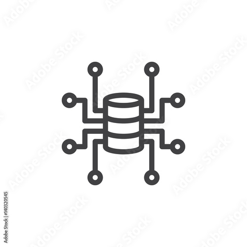 Central server line icon, outline vector sign, linear style pictogram isolated on white. Symbol, logo illustration. Pixel perfect