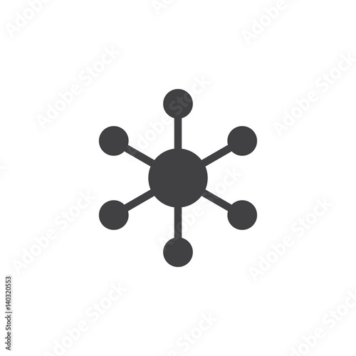 Hub and spoke icon vector, filled flat sign, solid pictogram isolated on white. Central database symbol, logo illustration. Pixel perfect