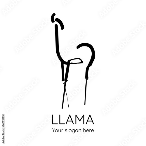 Vector logo with a graceful lama