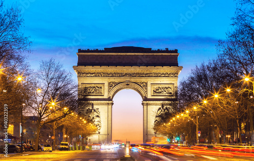Fototapeta Naklejka Na Ścianę i Meble -  The Triumphal Arch in evening, Paris.
