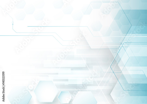 Abstract technology digital hi tech hexagons concept background. Space for your text