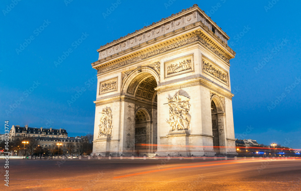 The Triumphal Arch in evening, Paris.