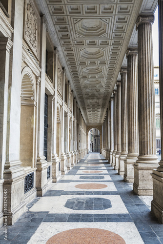 Corridor of roman columns in Rome, Italy