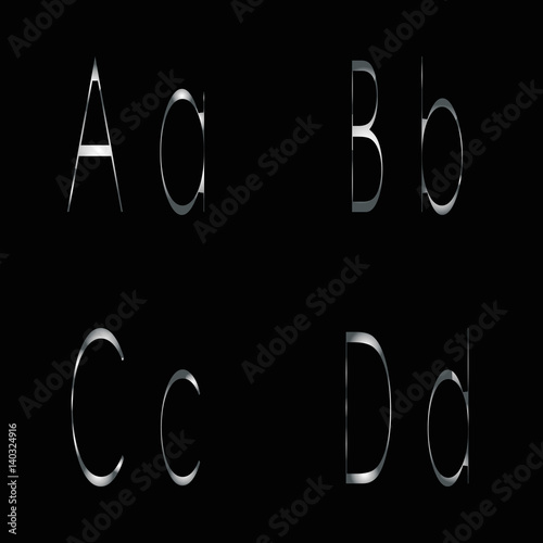Letters A, B, C, D metal