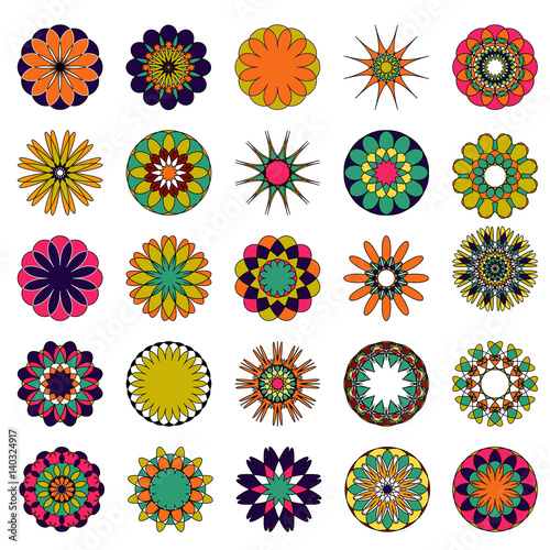 Vector mandalas. Colored mandala set.