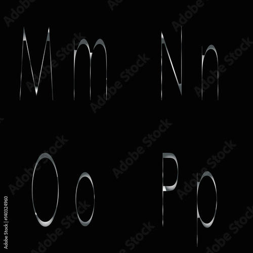 Letters M, N, O, P metal