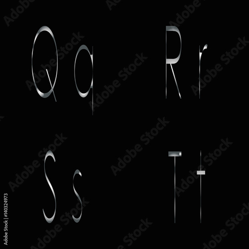 Letters Q, R, S, T metal