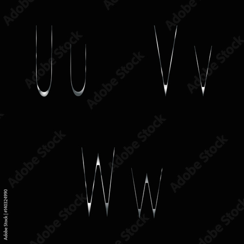 Letters U, V, W metal