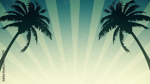 Summer themed palm trees silhouette looped animation background