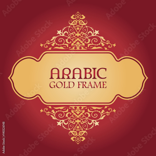 Red and golden frame in arabic style