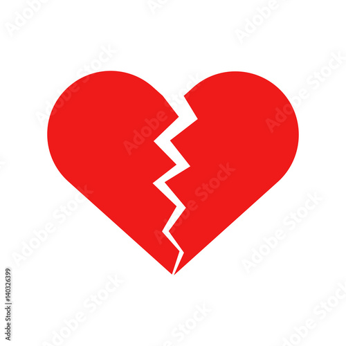 Flat icon broken heart isolated on white background. Vector illustration.