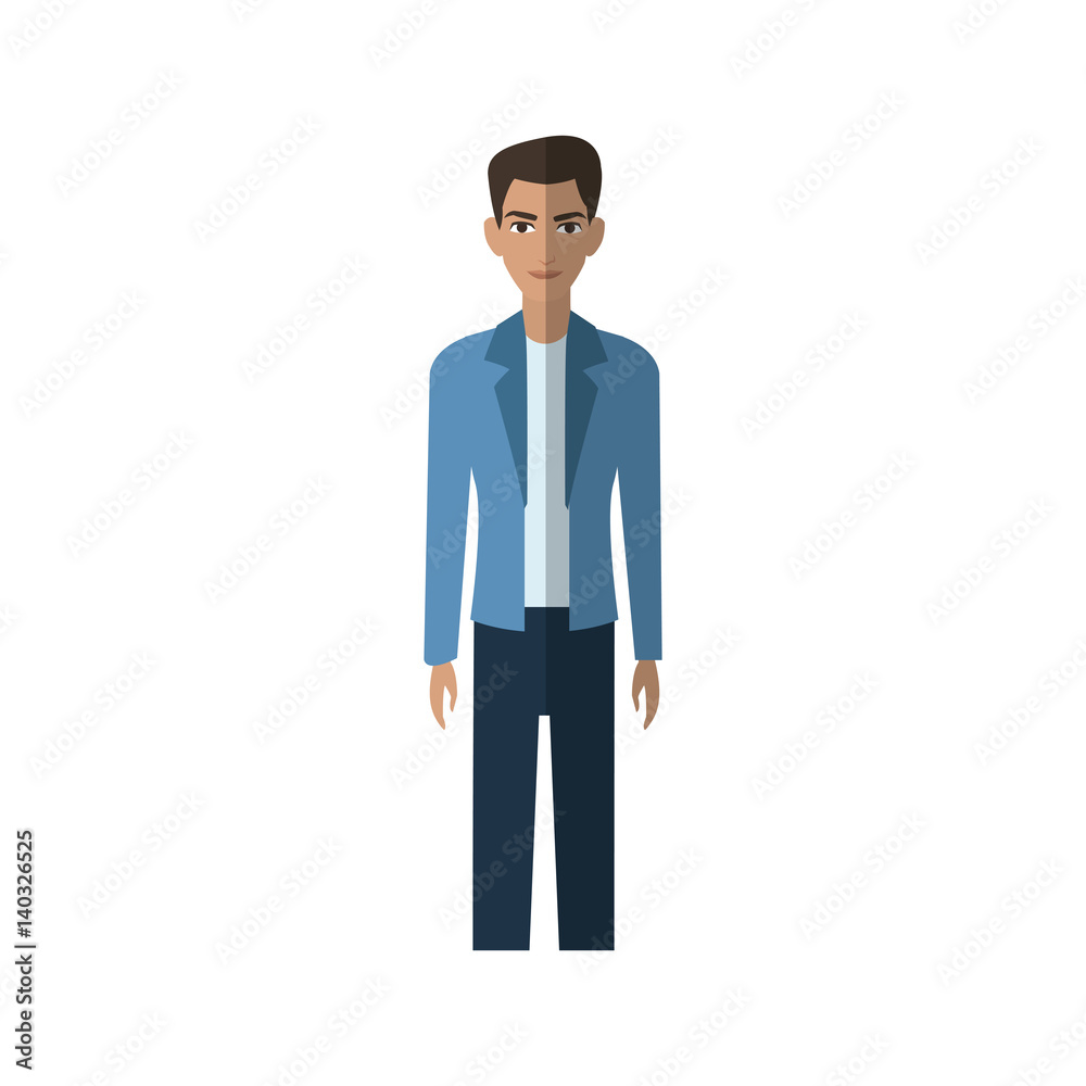 good looking man wearing casual clothes over white background. colorful design. vector illustration