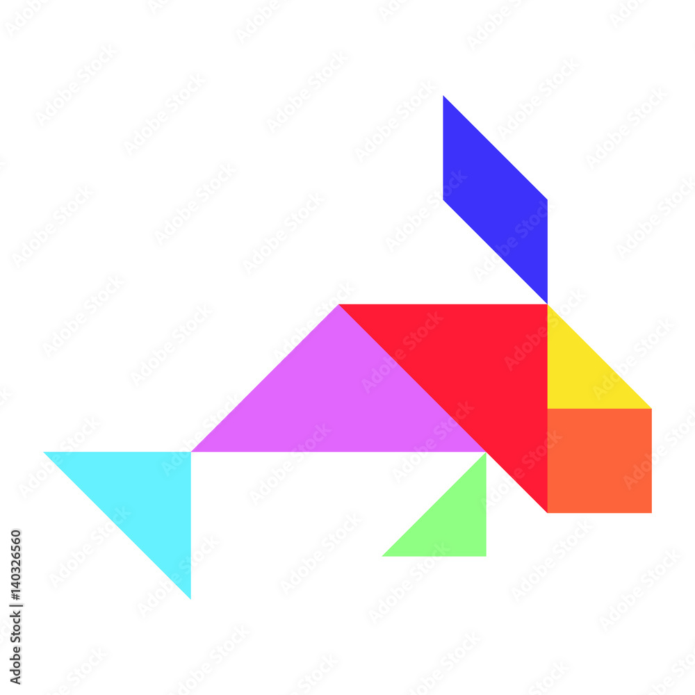 Colorful tangram in fish shape on white background (Vector) Colorful tangram in fish shape on white background (Vector)