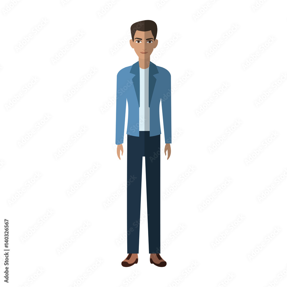 good looking man wearing casual clothes over white background. colorful design. vector illustration