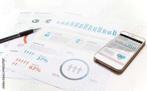 Wallpaper Mural Modern white office desk white table with smartphone and computer and other supplies with Business report meeting and briefing.  Torontodigital.ca