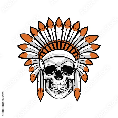 Indian Native American Skull Vector Illustration