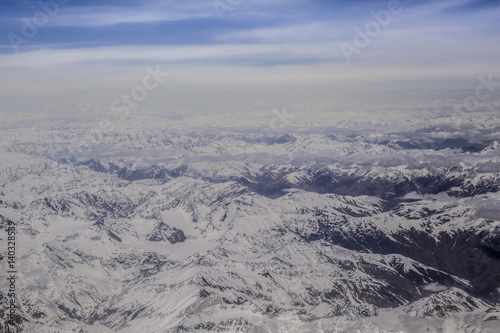 bird eye view of Himalaya range on the way to Leh Ladakh india