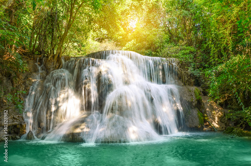 Beautiful scenic of Huaymaekamin Waterfall in Kanchanaburi, Thailand. © areeya_ann
