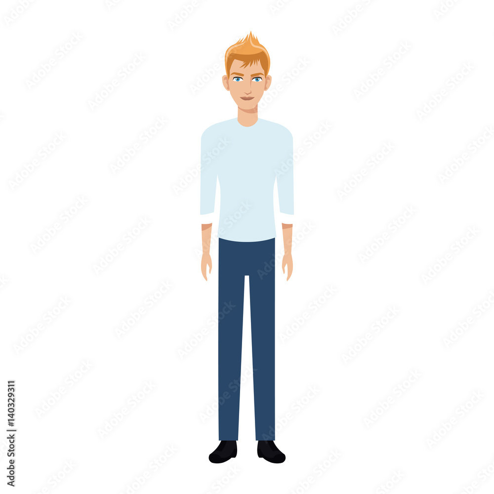 good looking man wearing casual clothes over white background. colorful design. vector illustration