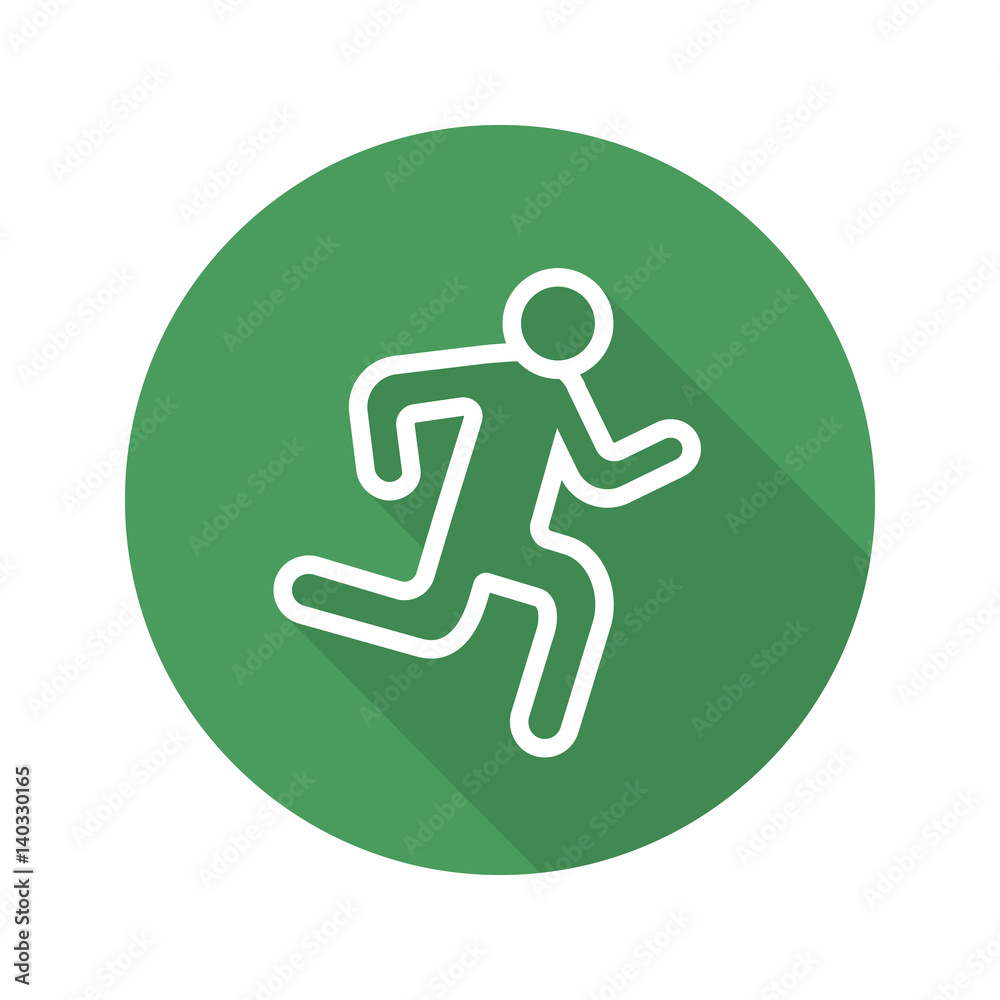 Running man flat linear long shadow icon