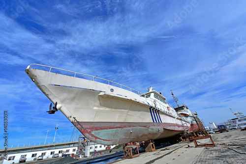 The ship in the shipyard