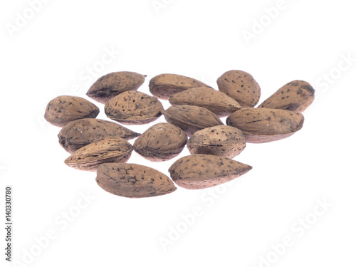 Almonds on white isolated background