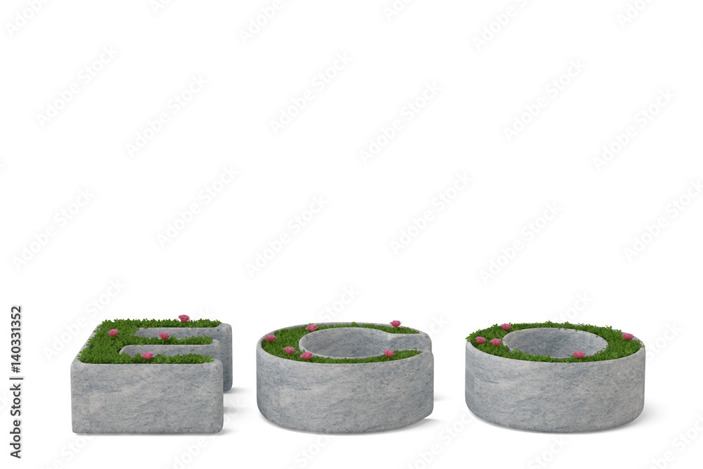 Leaves and roses on the ECO letter.3D illustration. Leaves and roses on the ECO letter.3D illustration.