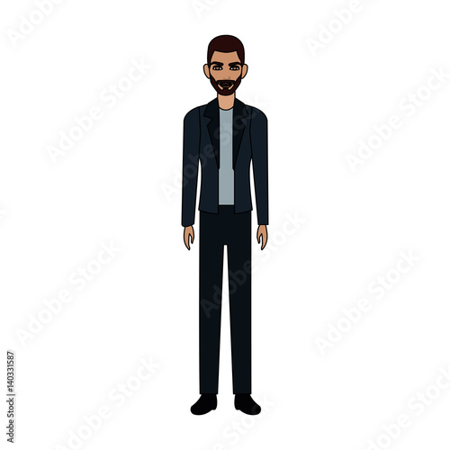 handsome young olive skin man wearing jacket icon image vector illustration design 