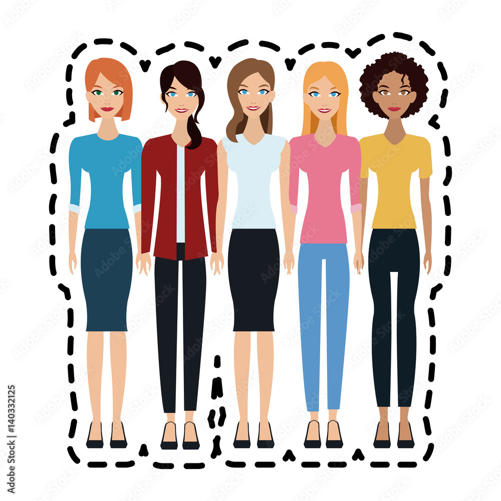 group of beautiful women icon image vector illustration design 