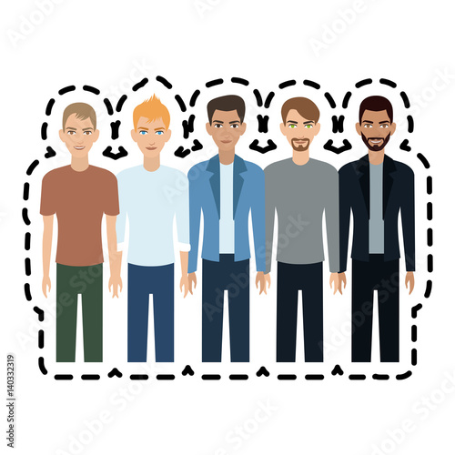 group of young handsome men icon image vector illustration design 