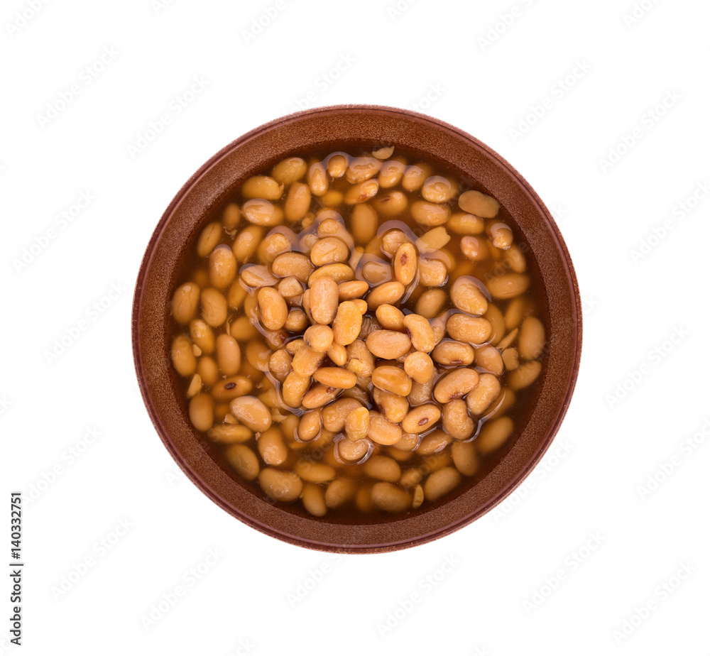 bowl of soy bean paste on white background
