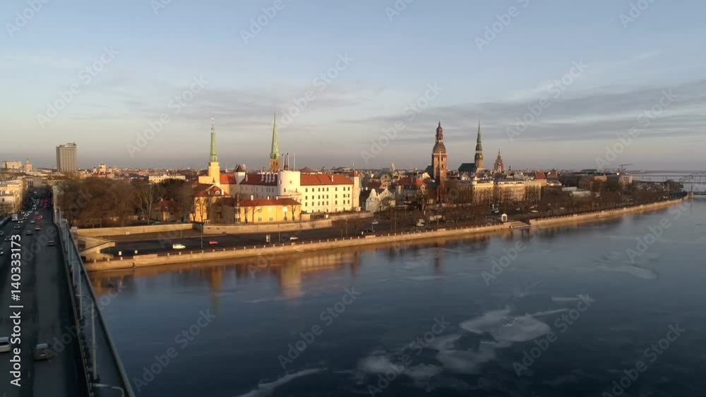 Riga Landscape drone video, 4k, 50fps, City labdscape Riga Landscape drone video, 4k, 50fps, City labdscape