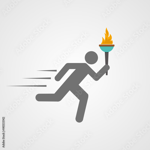 Vector illustration of Athlete with burning torch