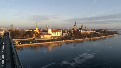 Riga Landscape drone video, 4k, 50fps, City labdscape photo