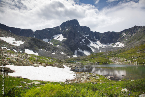 Mountain landscape with a lake in the valley, Altai. © ksi