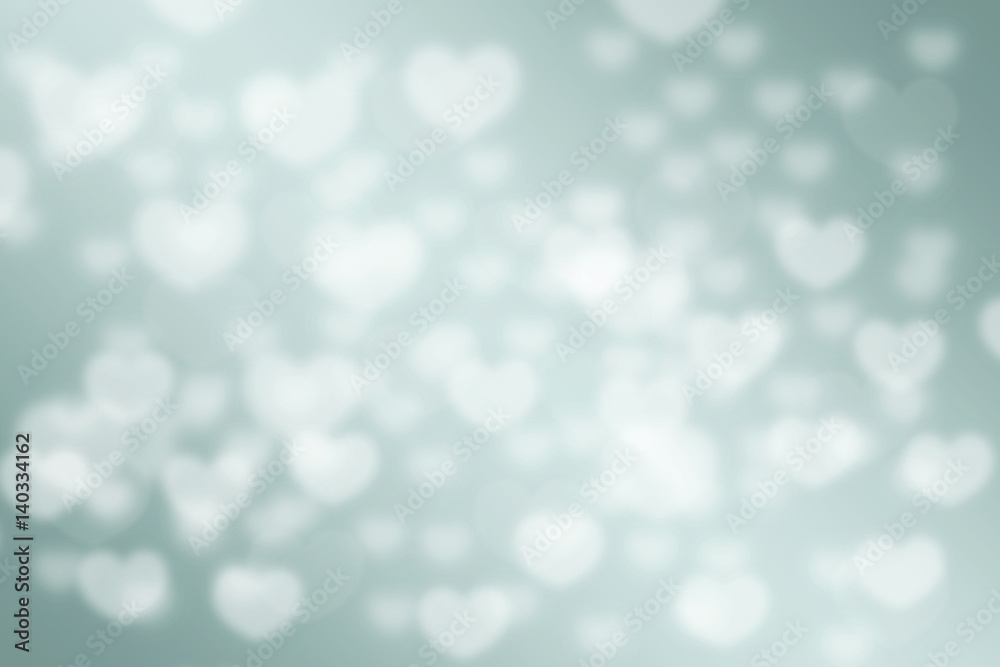 green pastel love hearts bokeh blurred background