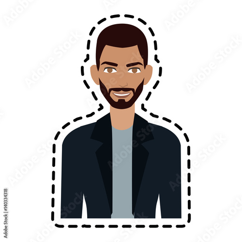 face of handsome bearded  olive skin young man icon image vector illustration design 