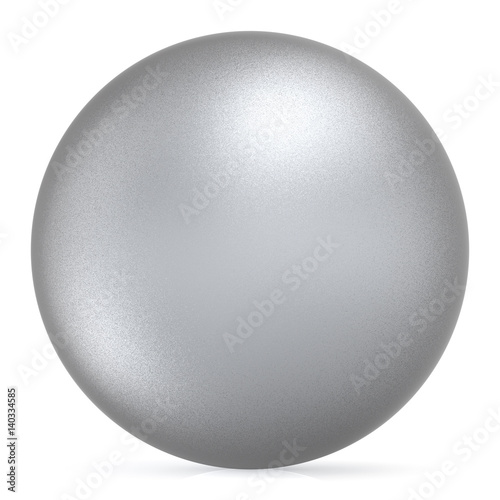 Sphere round button white silver ball basic matted metallic circle geometric shape solid figure simple minimalistic atom single object blank balloon icon design element. 3D illustration isolated