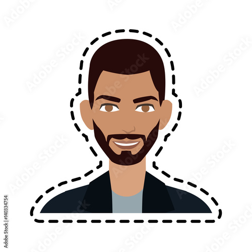 face of handsome bearded  olive skin young man icon image vector illustration design 