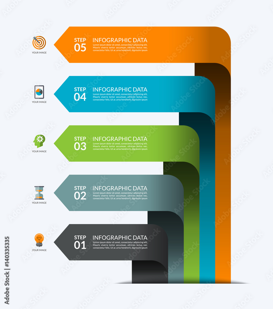 Infographic banner with 5 arrows. Business growth concept. Vector ...