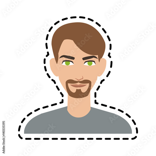 face of handsome bearded green eye young man icon image vector illustration design 