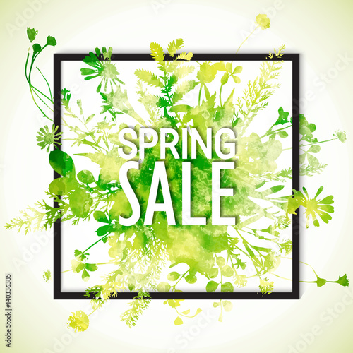 Spring sale watercolor banner