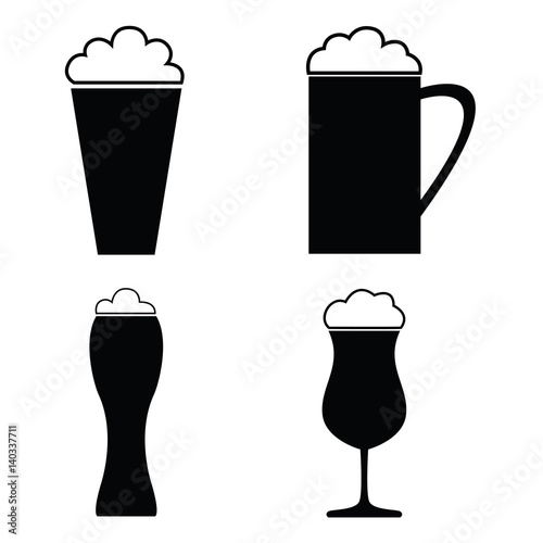 Collection of vector Beer glass. Icons and illustrations.
