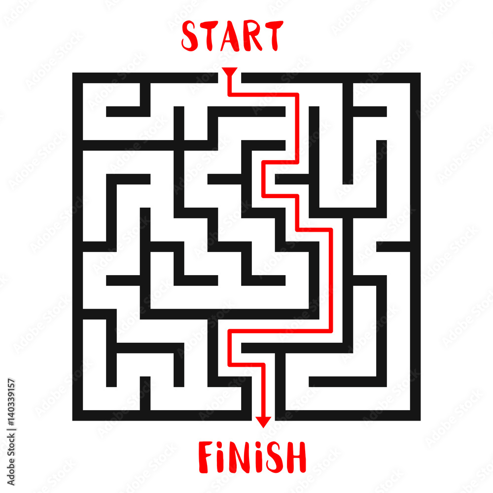 Maze Game with solution background. Labyrinth with Entry and Exit. Vector Illustration. Maze Game with solution background. Labyrinth with Entry and Exit. Vector Illustration.
