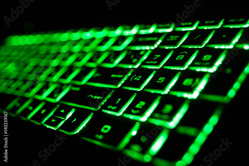 the green fluorescent computer keyboard © jumjie
